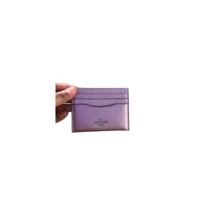 Coach Purple Metallic Leather Card Case Wallet Credit ID Holder